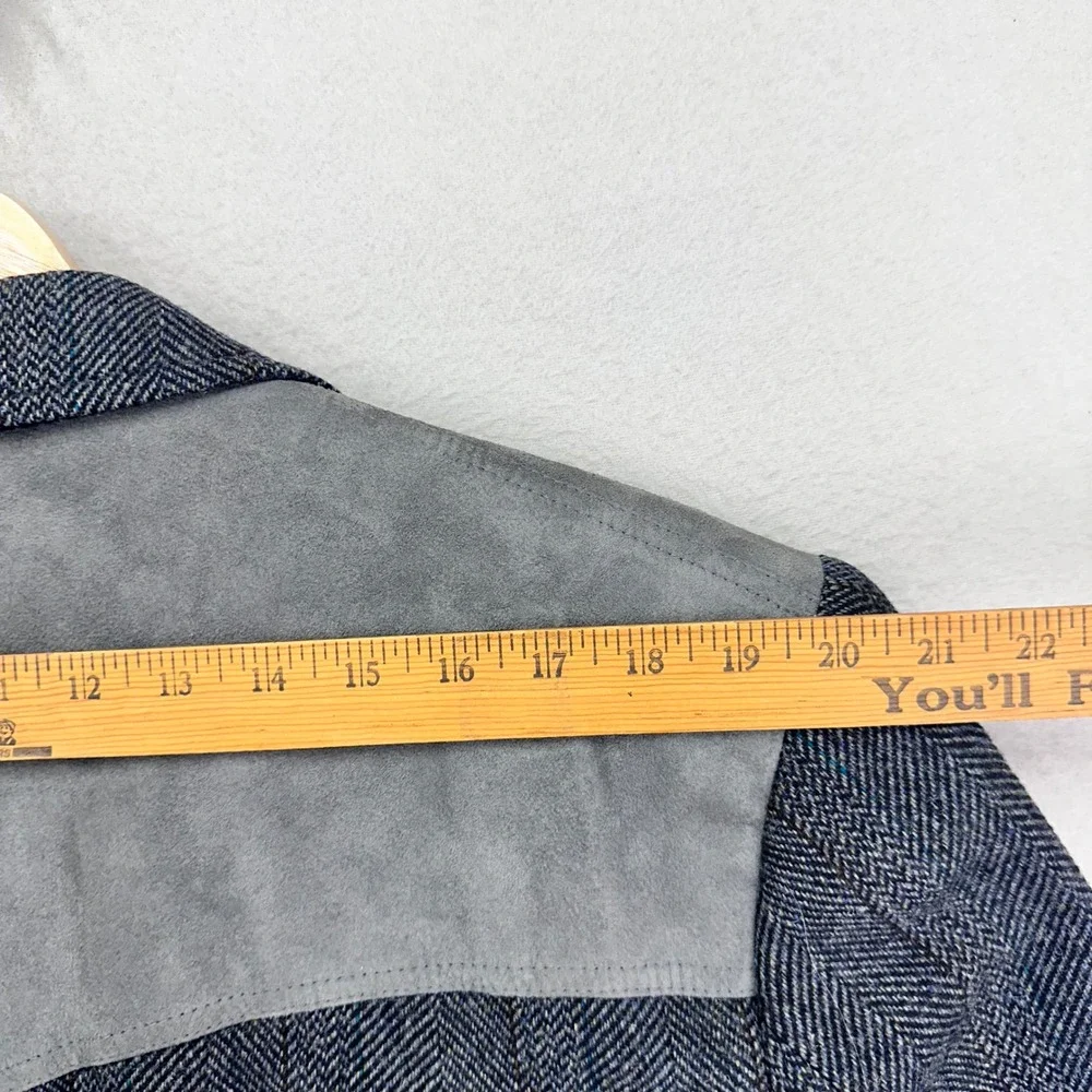 VTG Pendleton Blazer Jacket Mens‎ 44 Long Grey Herringbone Wool/Suede Western
